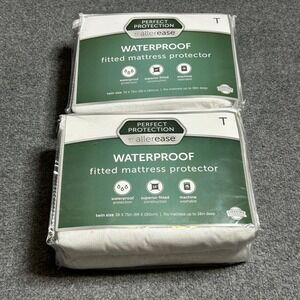 AllerEase Perfect Protection Waterproof Twin Fitted Mattress Protector Lot 2
